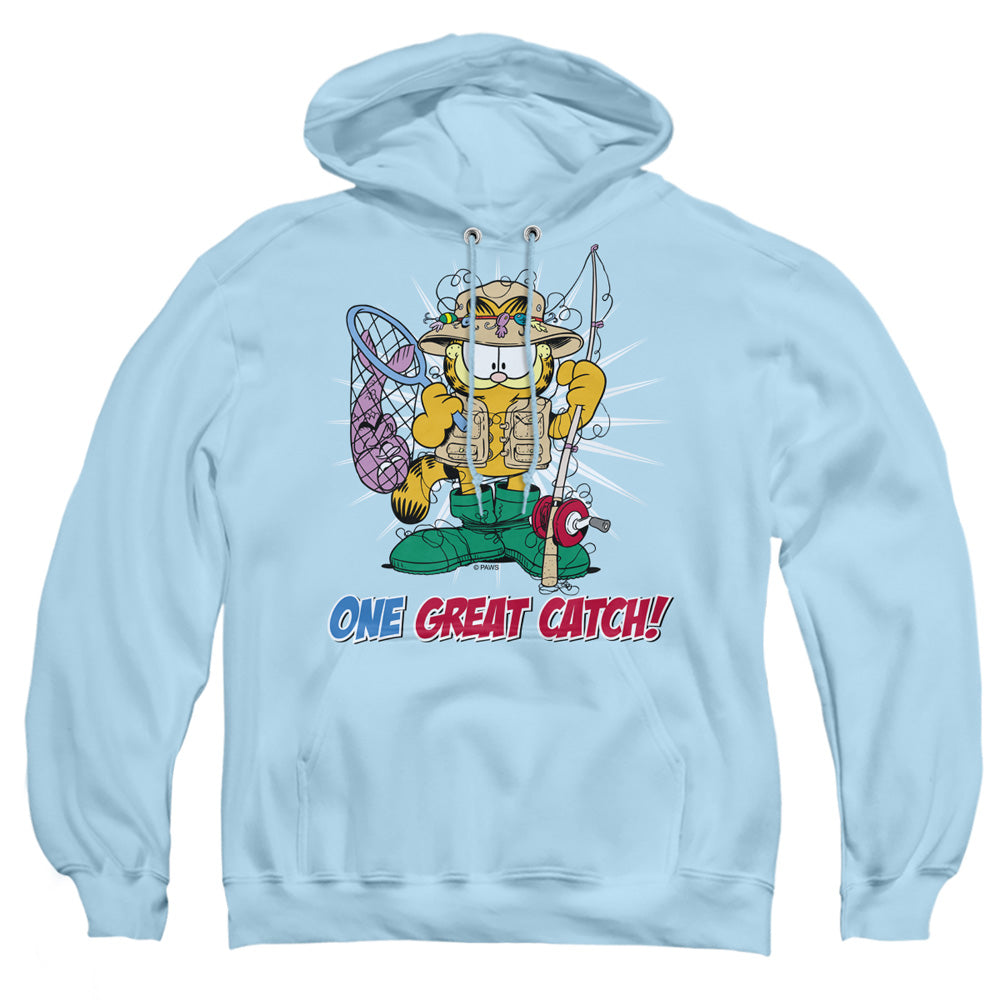 Garfield - One Great Catch - Adult Pull-over Hoodie - Light Blue