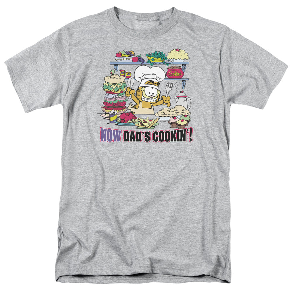 Garfield - Now Dads Cooking - Short Sleeve Adult 18/1 - Athletic Heather T-shirt