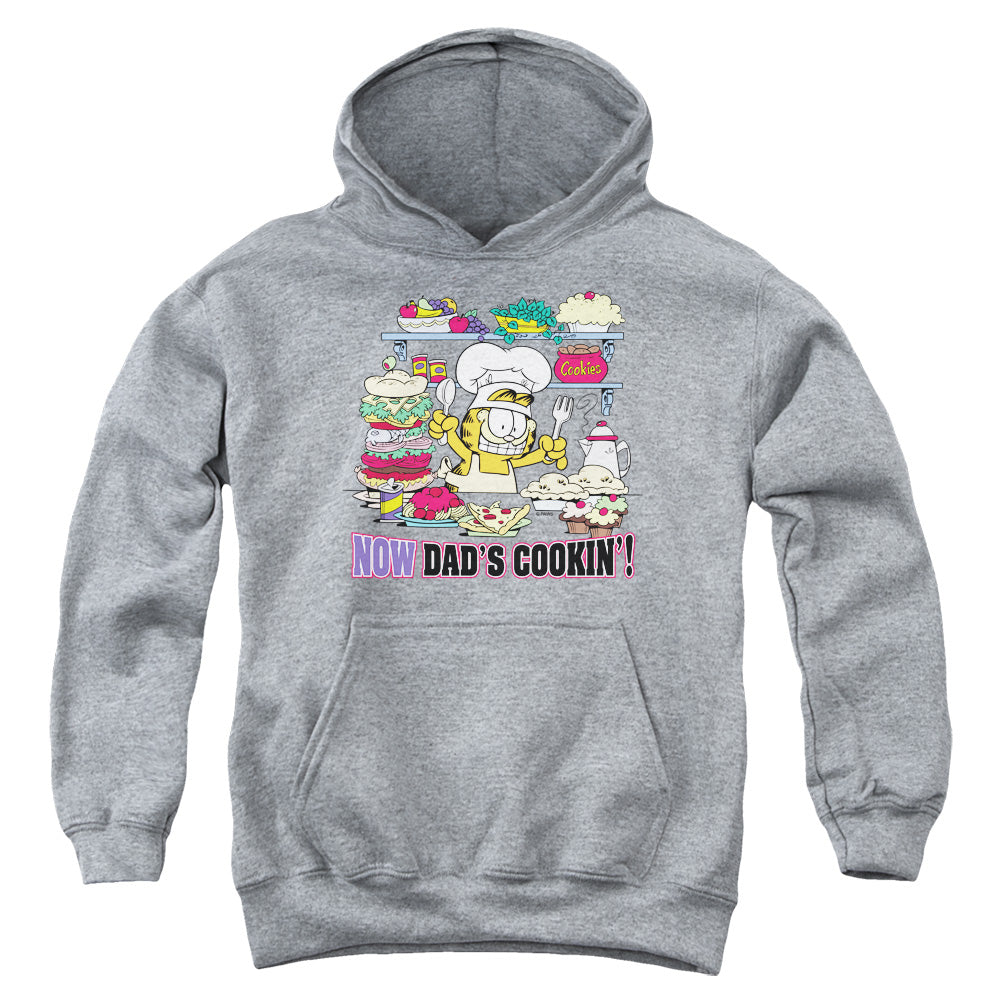 Garfield - Now Dads Cooking - Youth Pull-over Hoodie - Athletic Heather