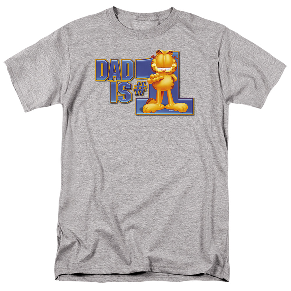 Garfield - Dad Is Number One - Short Sleeve Adult 18/1 - Athletic Heather T-shirt