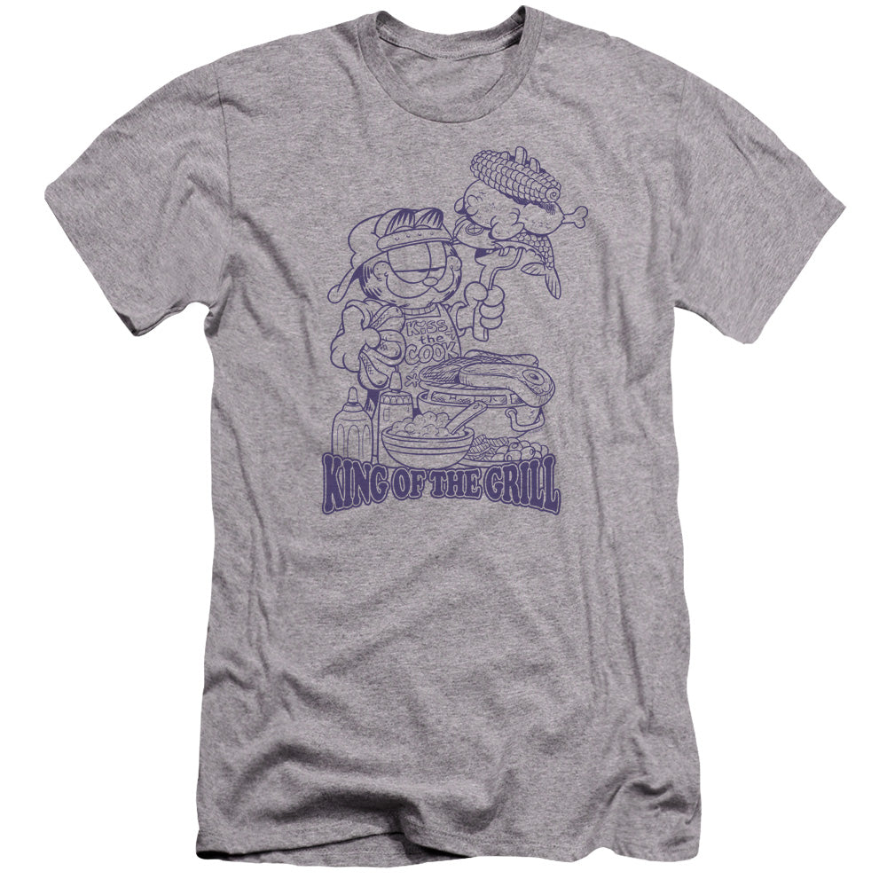 Garfield - King Of The Grill-premuim Canvas Adult Slim Fit 30/1 - Athletic Heather
