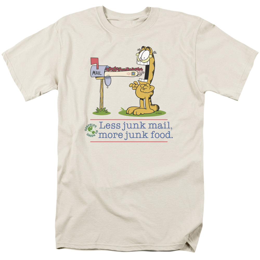 Garfield - Less Junk Mail - Short Sleeve Adult 18/1 - Cream T-shirt