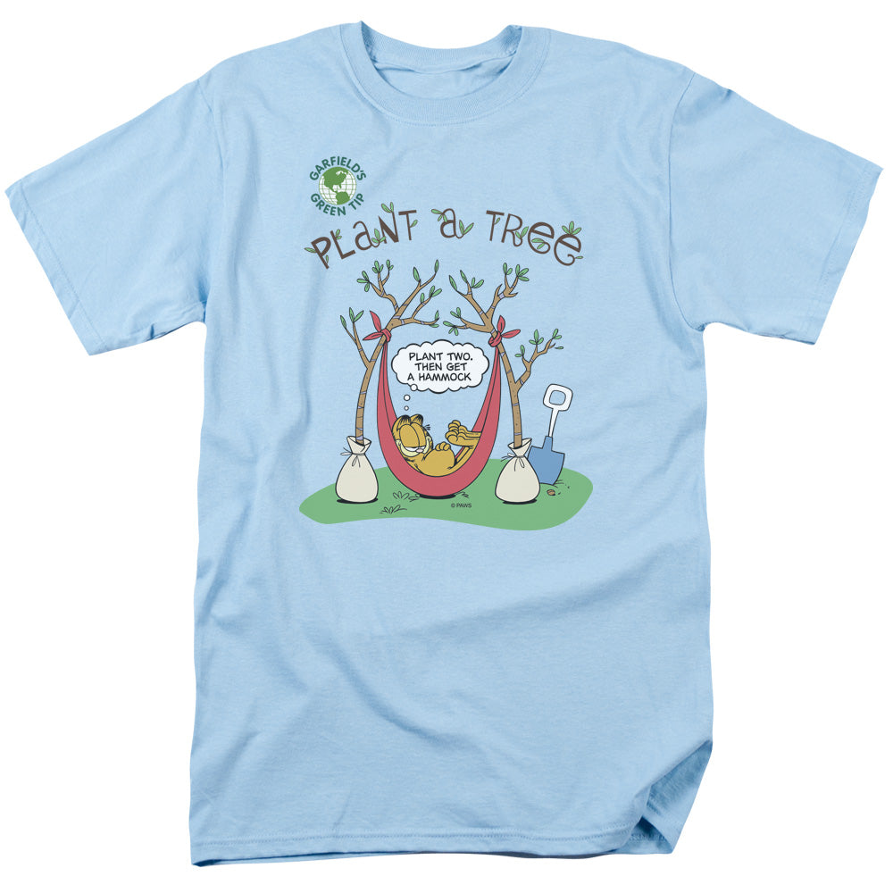 Garfield - Plant A Tree - Short Sleeve Adult 18/1 - Light Blue T-shirt