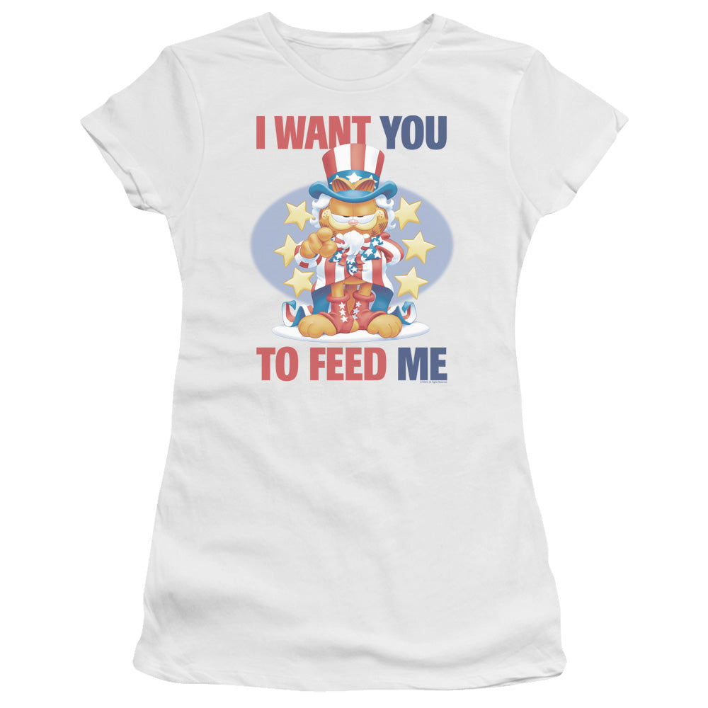 Garfield - I Want You - Short Sleeve Junior Sheer - White T-shirt