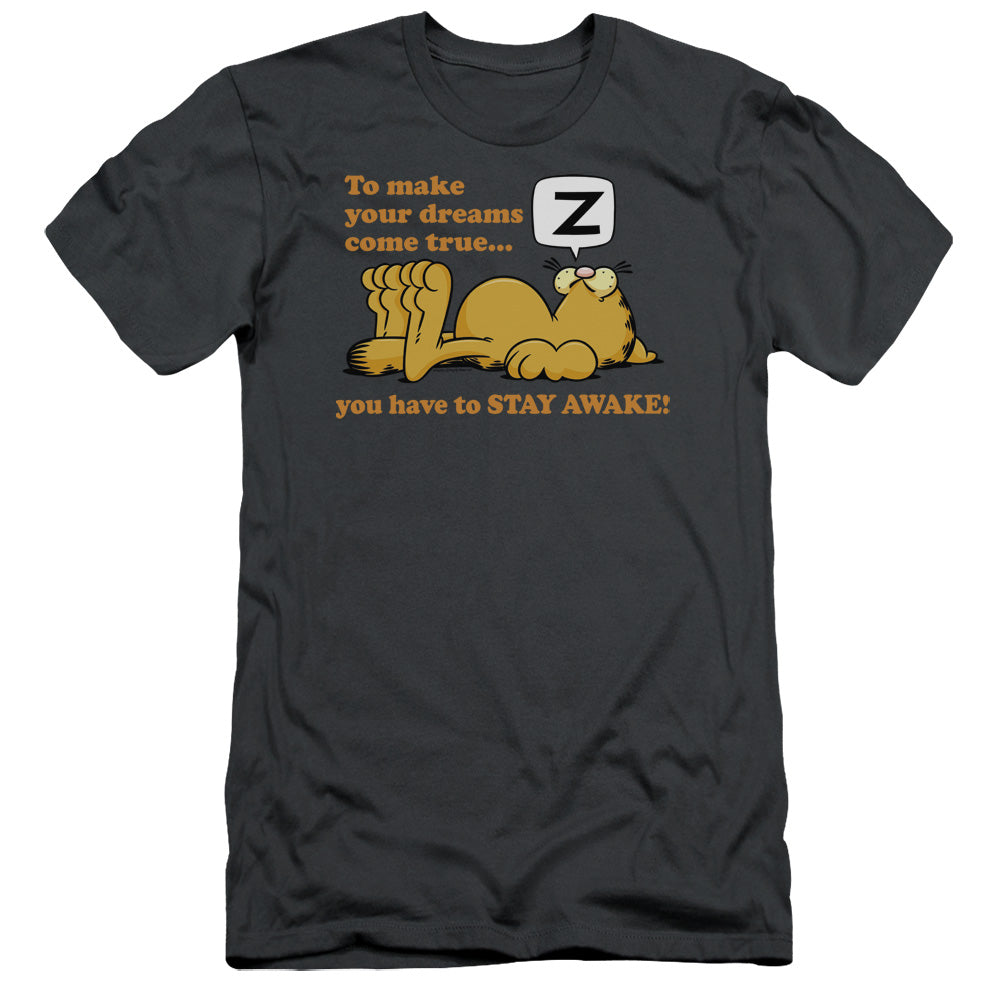 Garfield - Stay Awake - Short Sleeve Adult 30/1 - Charcoal T-shirt