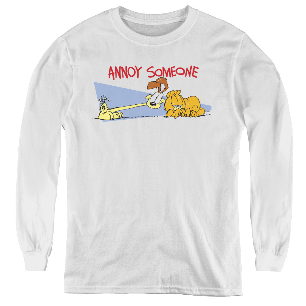 Garfield - Annoy Someone - Youth Long Sleeve Tee - White