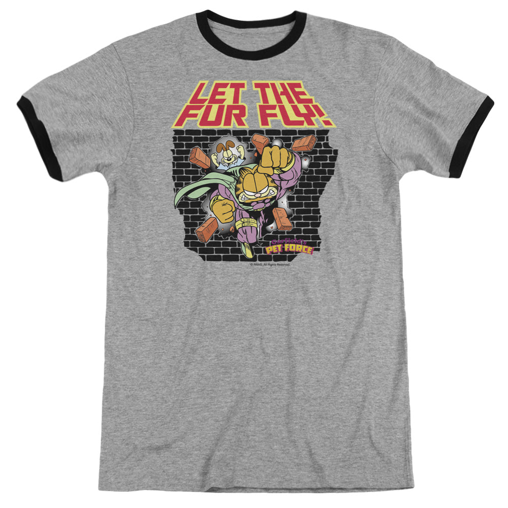 Garfield - Let The Fur Fly - Adult Ringer - Heather/black