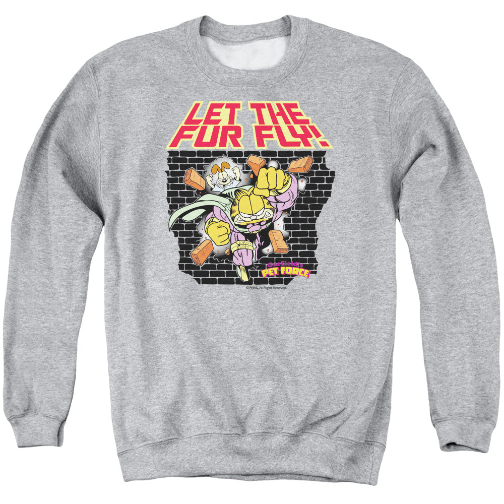 Garfield - Let The Fur Fly - Adult Crewneck Sweatshirt - Athletic Heather