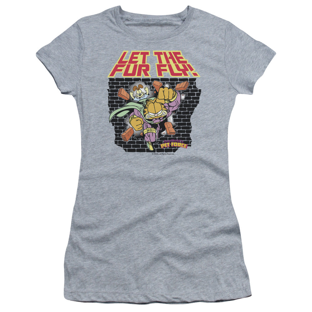Garfield - Let The Fur Fly - Short Sleeve Junior Sheer - Athletic Heather T-shirt