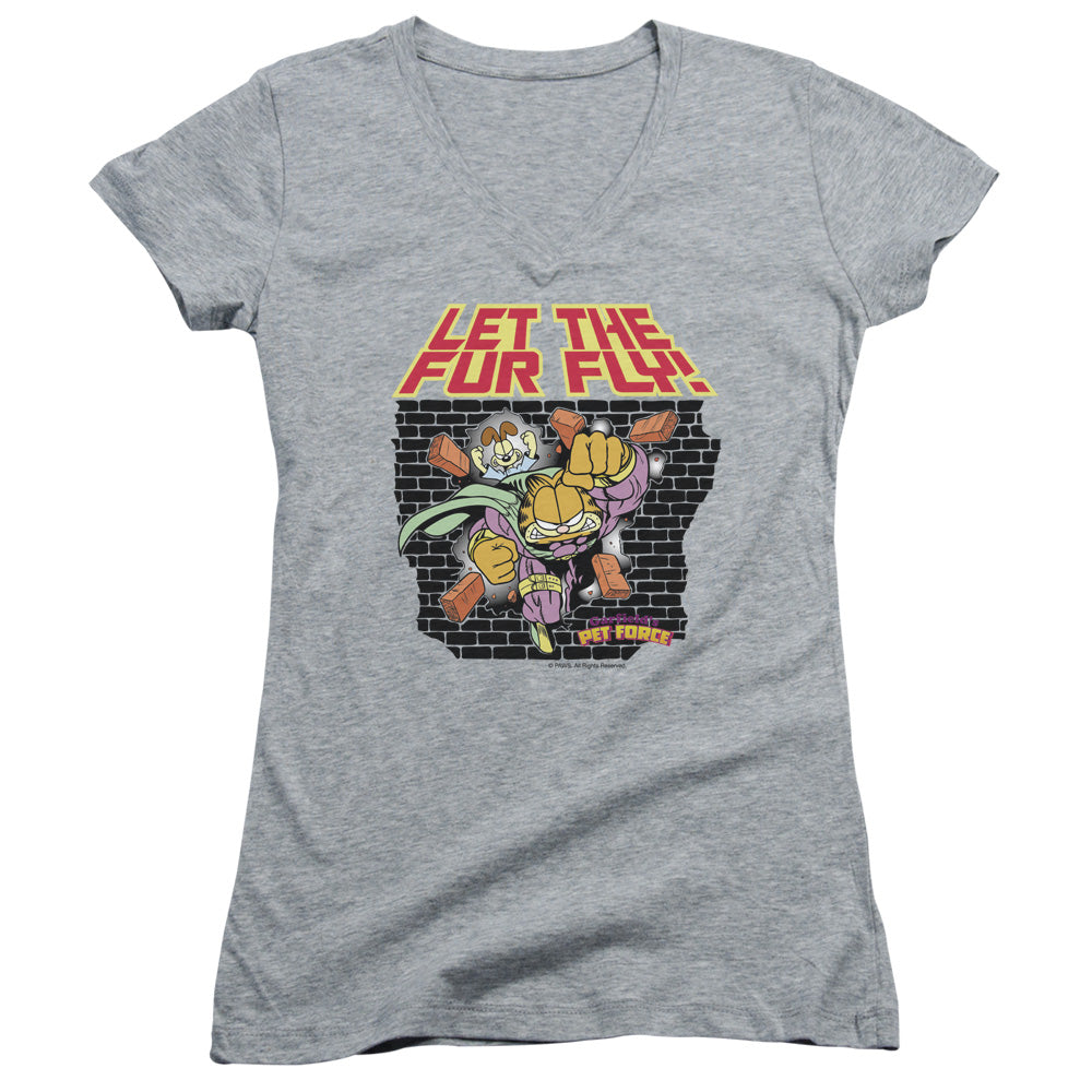 Garfield - Let The Fur Fly-junior V-neck - Athletic Heather