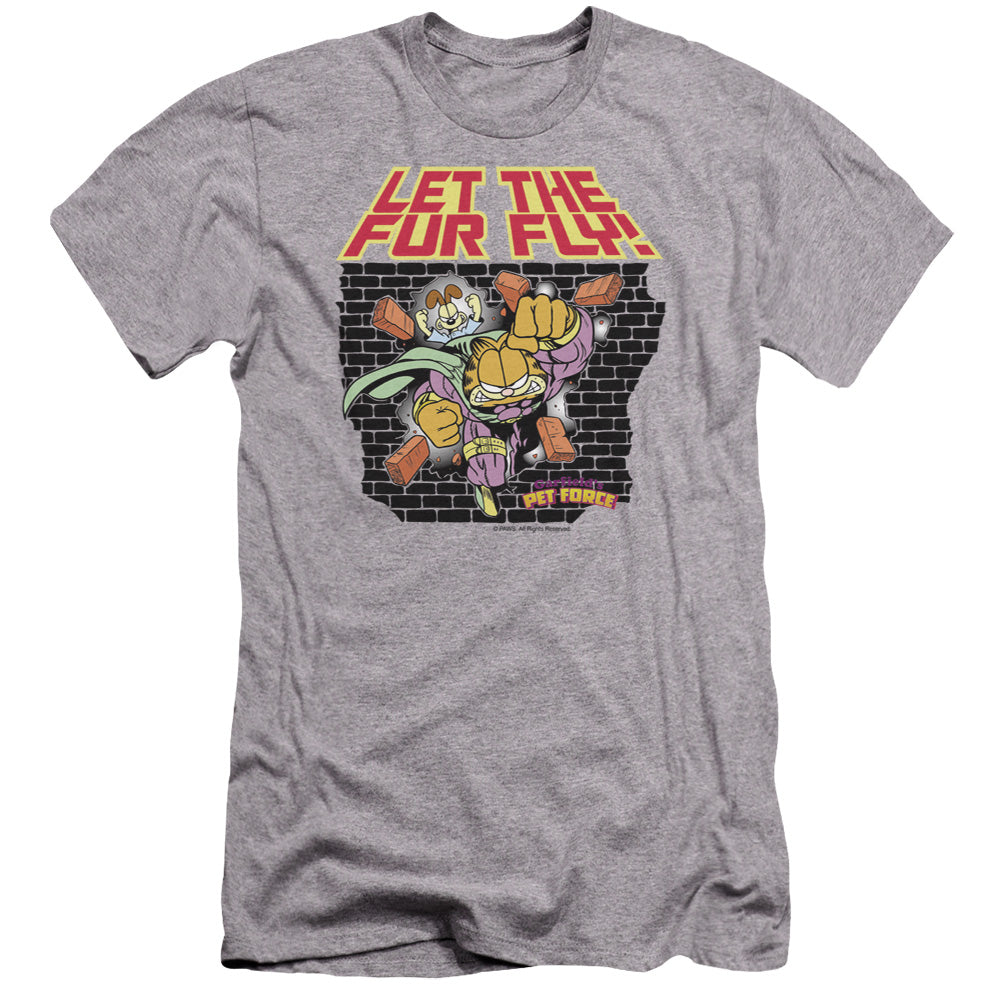 Garfield - Let The Fur Fly-premuim Canvas Adult Slim Fit 30/1 - Athletic Heather