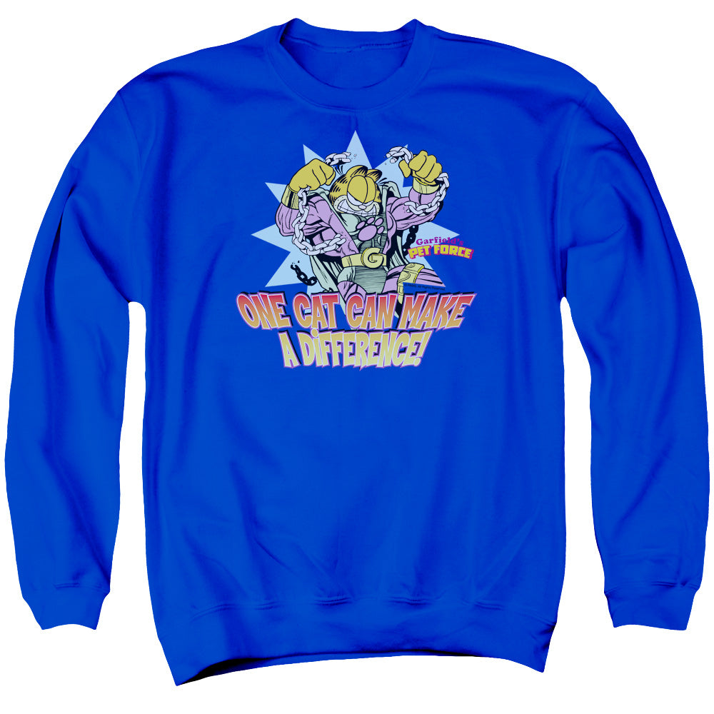 Garfield - Make A Difference - Adult Crewneck Sweatshirt - Royal Blue