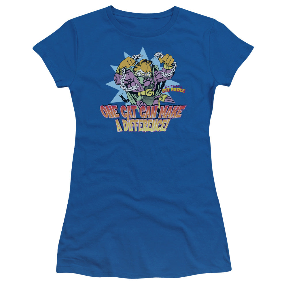 GARFIELD MAKE A DIFFERENCE - S/S JUNIOR SHEER - ROYAL BLUE T-Shirt