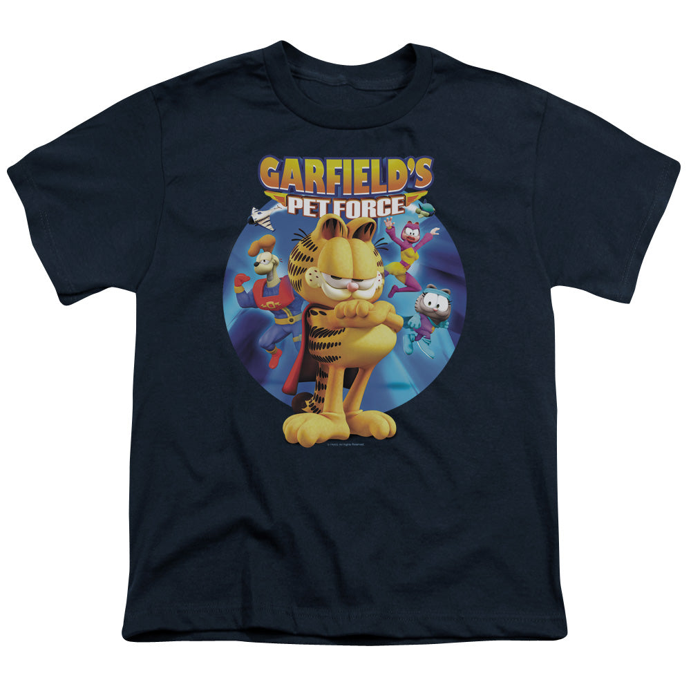 Garfield - Dvd Art - Short Sleeve Youth 18/1 - Navy T-shirt