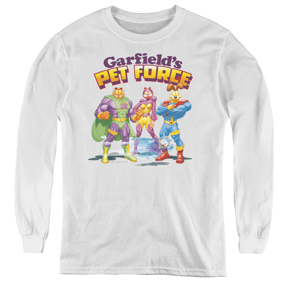 Garfield - Heroes Await - Youth Long Sleeve Tee - White
