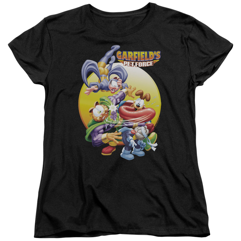 Garfield - Tongue Of Doom - Short Sleeve Womens Tee - Black T-shirt