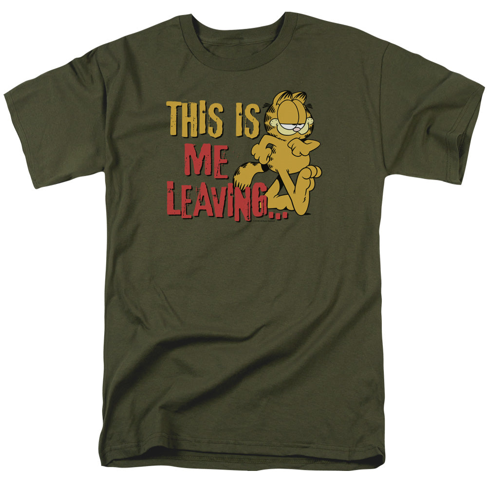 Garfield - Leaving - Short Sleeve Adult 18/1 - Military Green T-shirt
