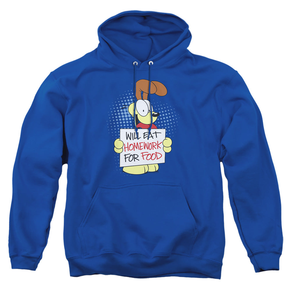 Garfield - Will Eat Homework - Adult Pull-over Hoodie - Royal Blue