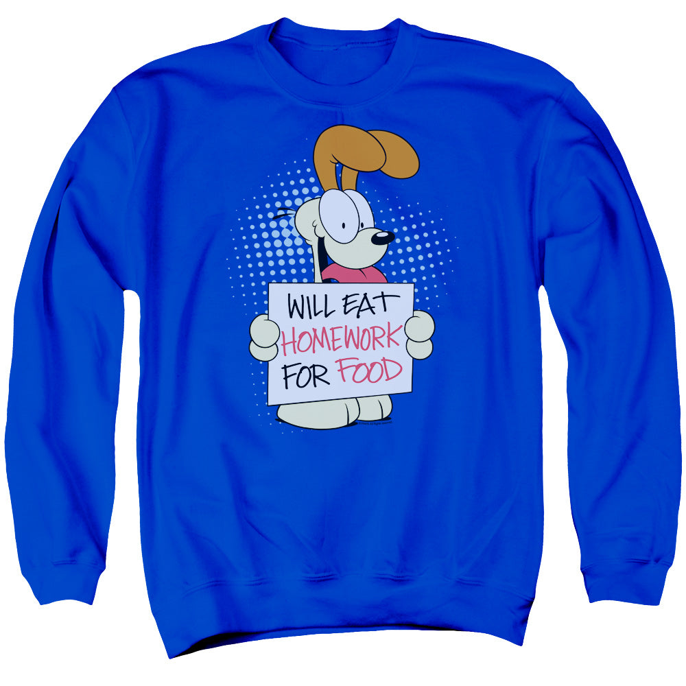 Garfield - Will Eat Homework - Adult Crewneck Sweatshirt - Royal Blue