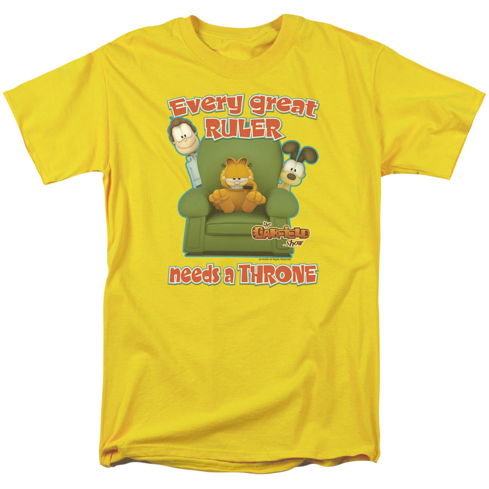 Garfield - Throne - Short Sleeve Adult 18/1 - Yellow T-shirt