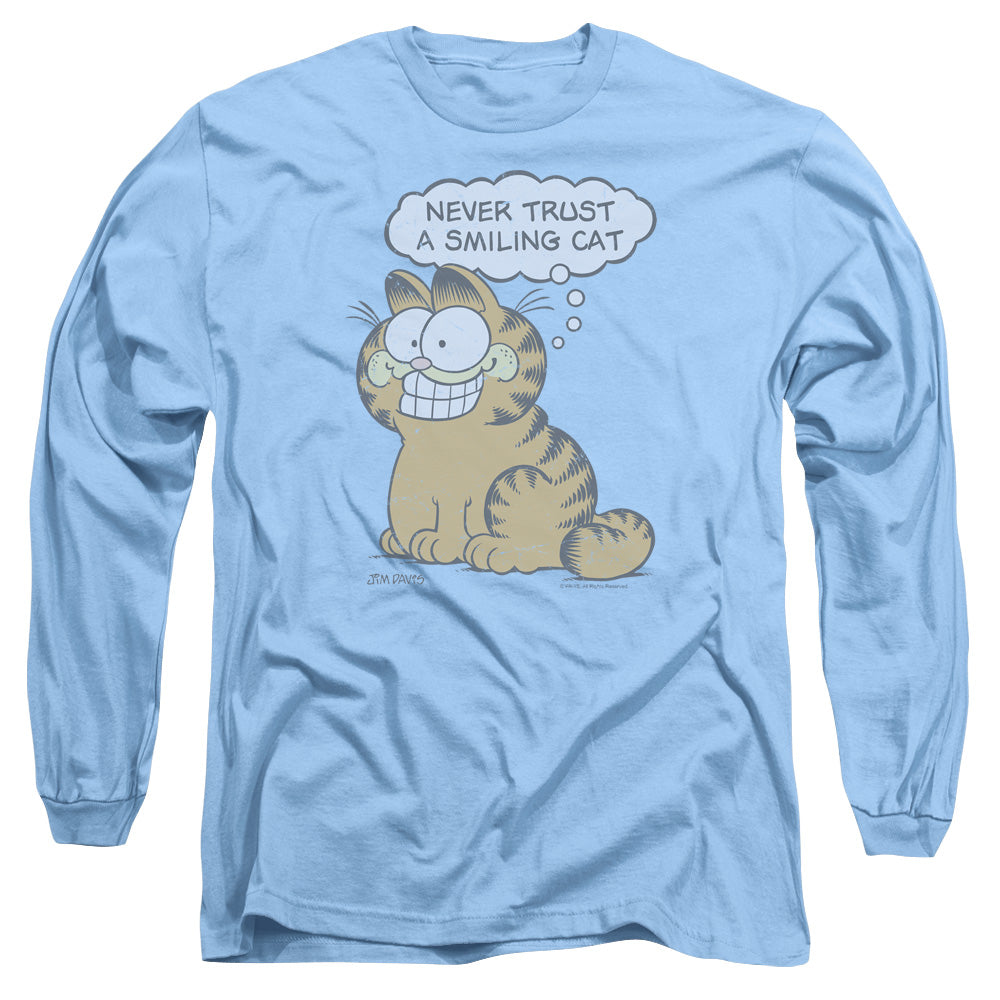 Garfield - Smiling Cat - Long Sleeve Adult 18/1 - Carolina Blue T-shirt