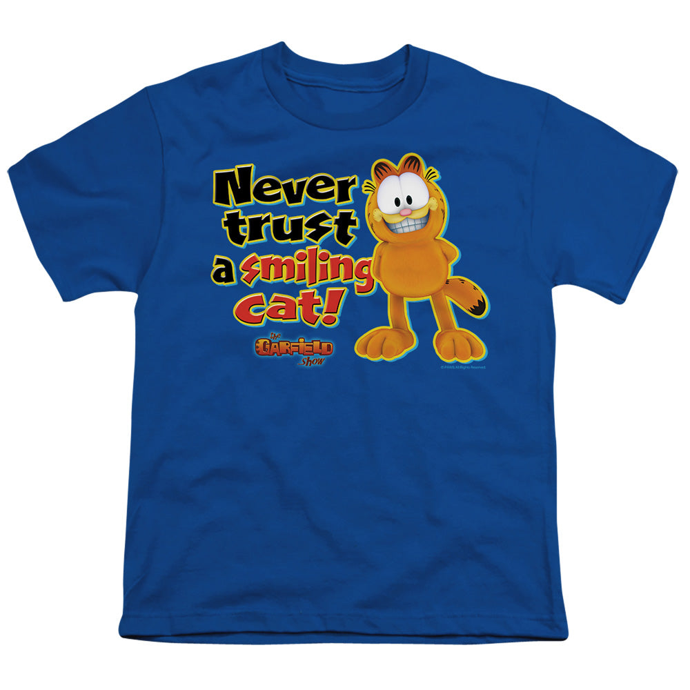 Garfield - Smiling - Short Sleeve Youth 18/1 - Royal Blue T-shirt