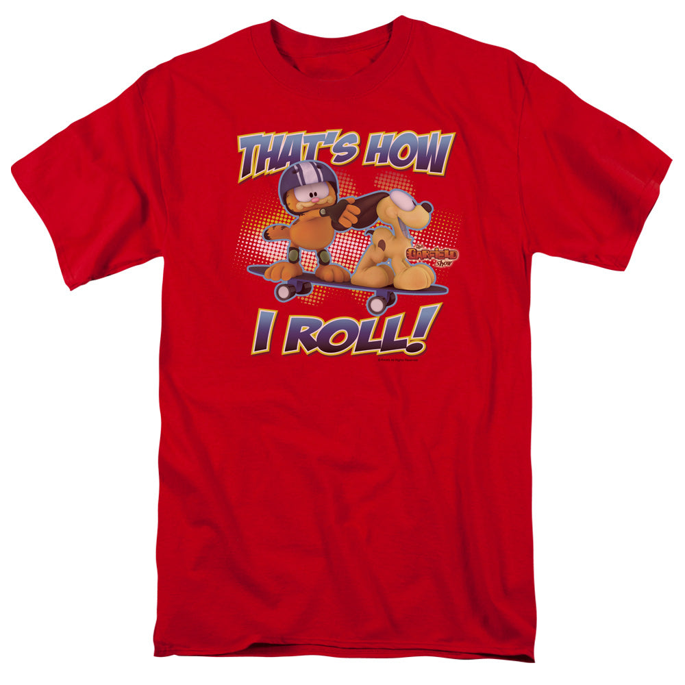 Garfield - How I Roll - Short Sleeve Adult 18/1 - Red T-shirt