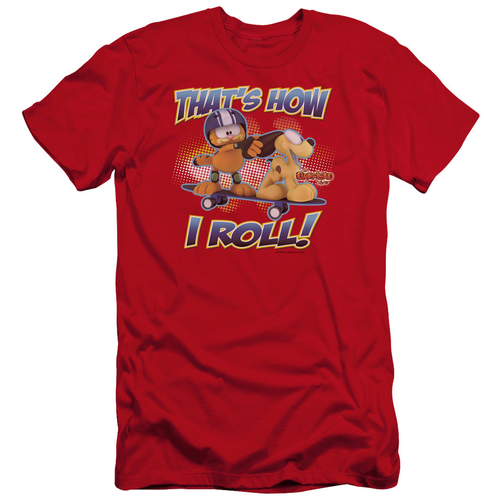 Garfield - How I Roll-premuim Canvas Adult Slim Fit 30/1 - Red