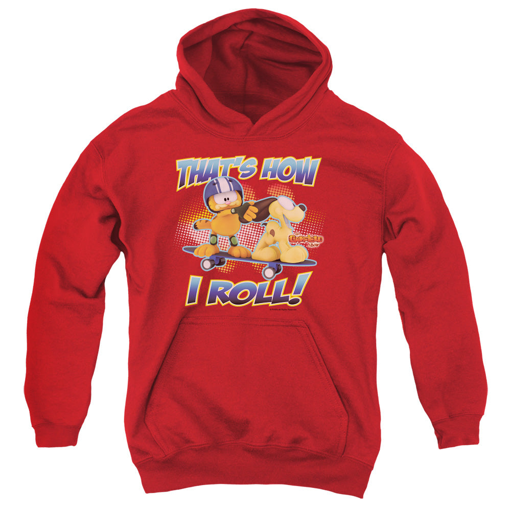Garfield - How I Roll - Youth Pull-over Hoodie - Red