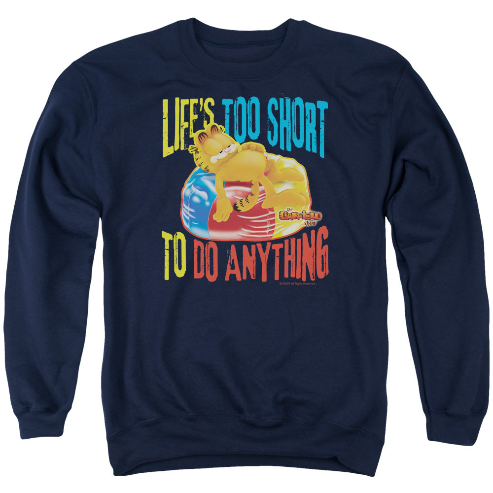 Garfield - Too Short - Adult Crewneck Sweatshirt - Navy