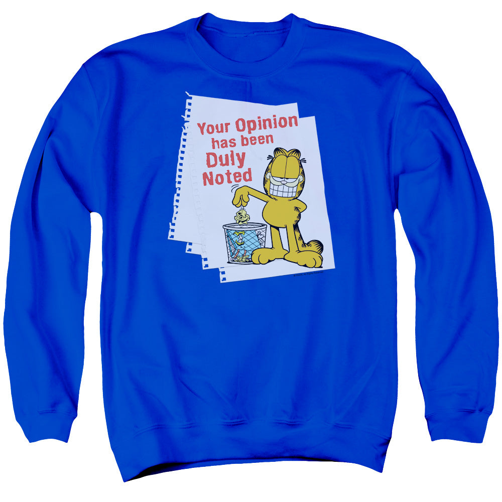 Garfield - Duly Noted - Adult Crewneck Sweatshirt - Royal Blue