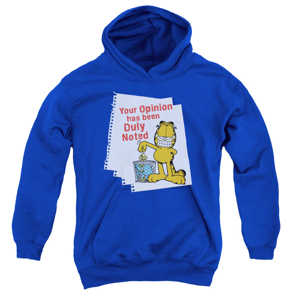 Garfield - Duly Noted - Youth Pull-over Hoodie - Royal