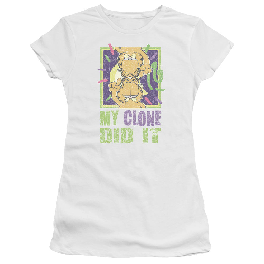 Garfield - My Clone Did It - Short Sleeve Junior Sheer - White T-shirt