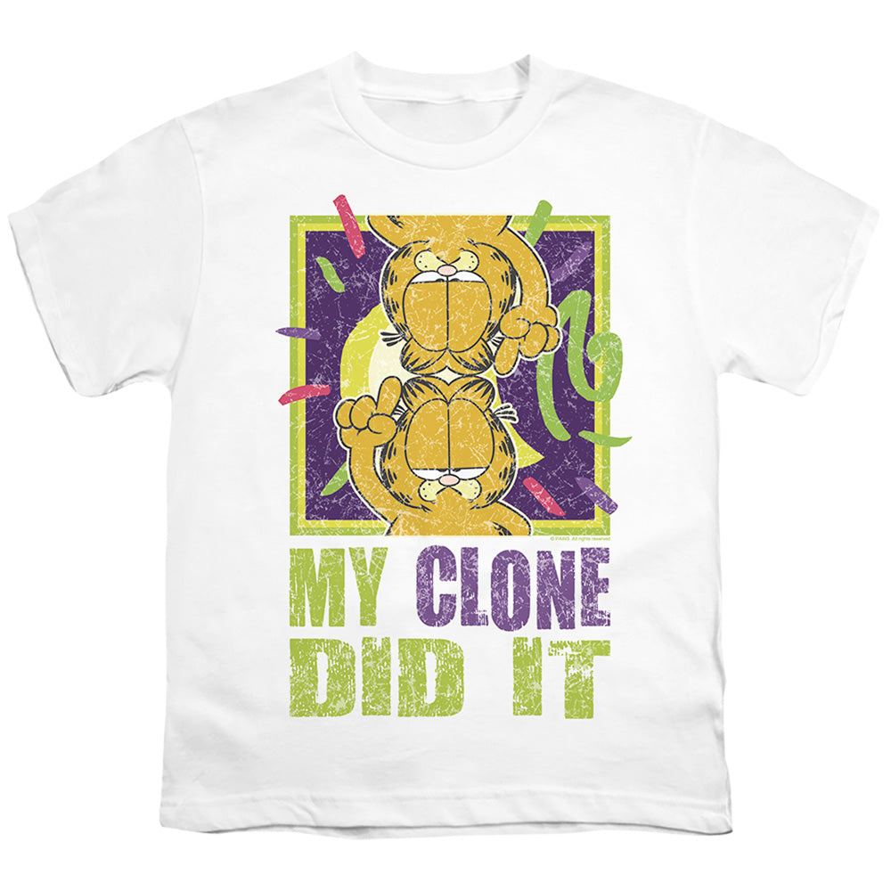 Garfield - My Clone Did It - Short Sleeve Youth 18/1 - White T-shirt