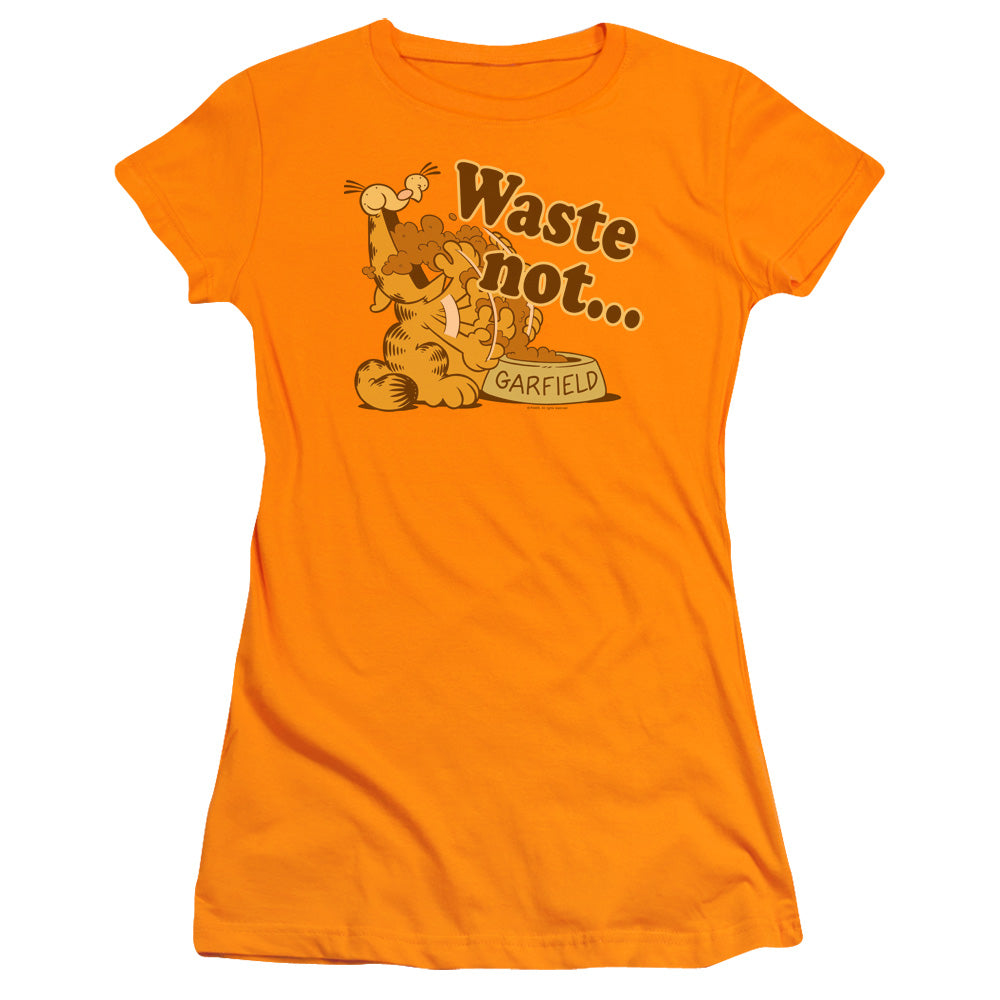 Garfield - Waste Not - Short Sleeve Junior Sheer - Orange T-shirt