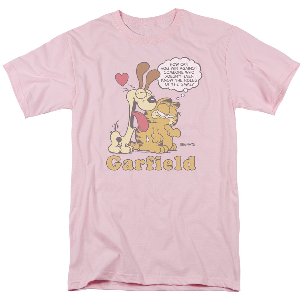 Garfield - Cant Win - Short Sleeve Adult 18/1 - Pink T-shirt