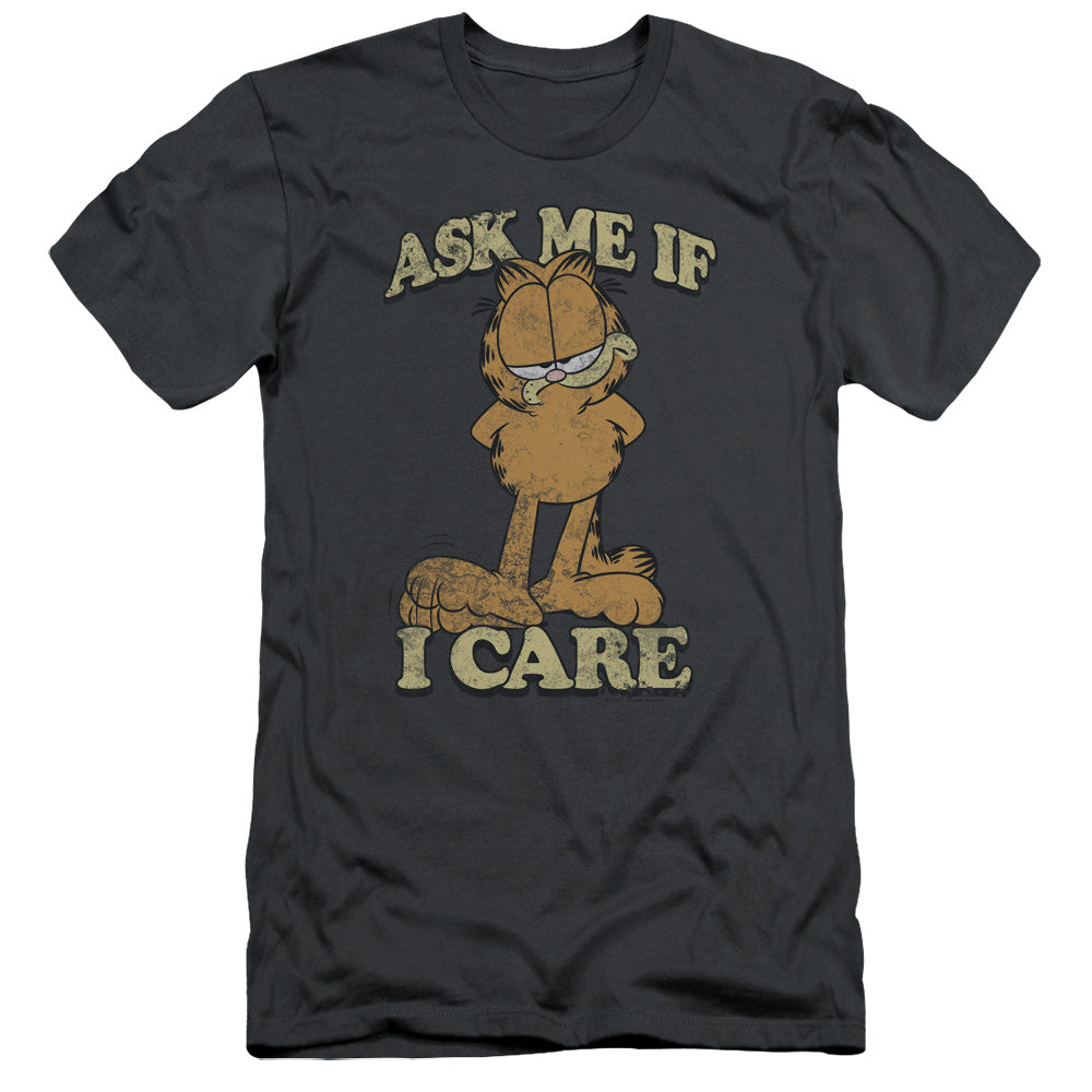Garfield - Ask Me - Short Sleeve Adult 30/1 - Charcoal T-shirt