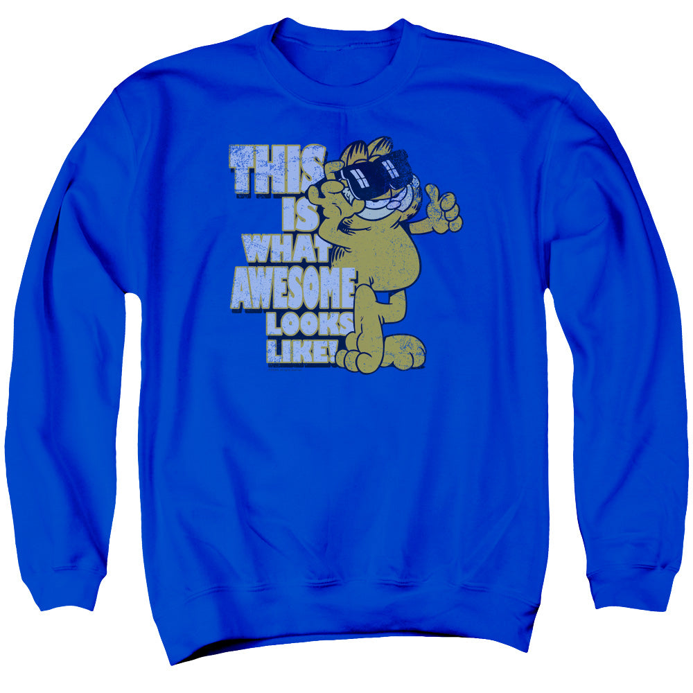 Garfield - Awesome - Adult Crewneck Sweatshirt - Royal Blue