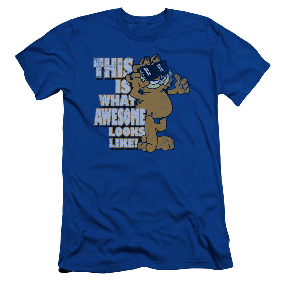 Garfield - Awesome - Short Sleeve Adult 30/1 - Royal Blue T-shirt