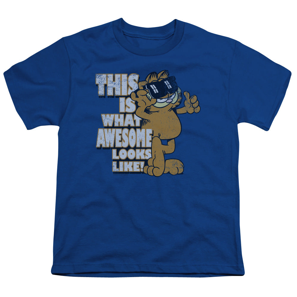Garfield - Awesome - Short Sleeve Youth 18/1 - Royal Blue T-shirt