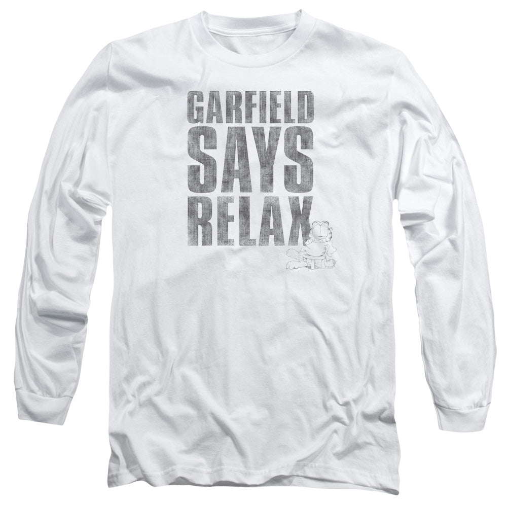 Garfield - Relax - Long Sleeve Adult 18/1 - White T-shirt