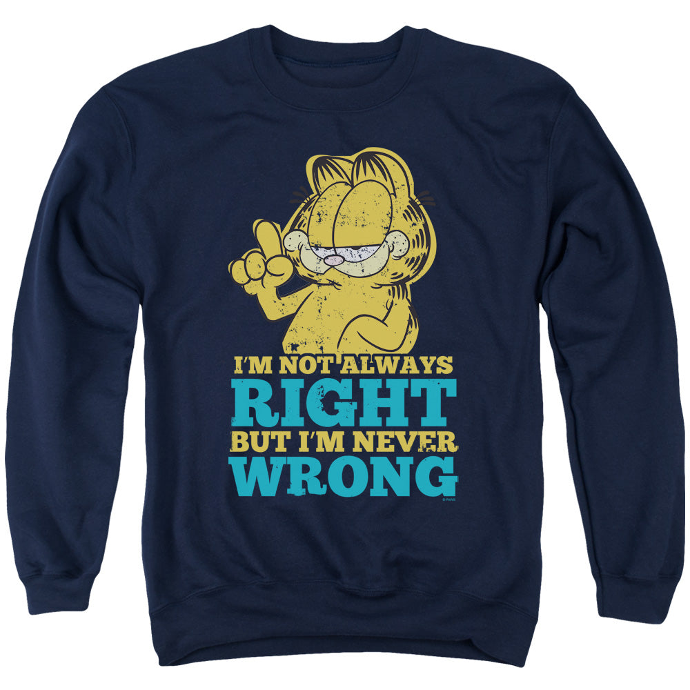 Garfield - Never Wrong - Adult Crewneck Sweatshirt - Navy