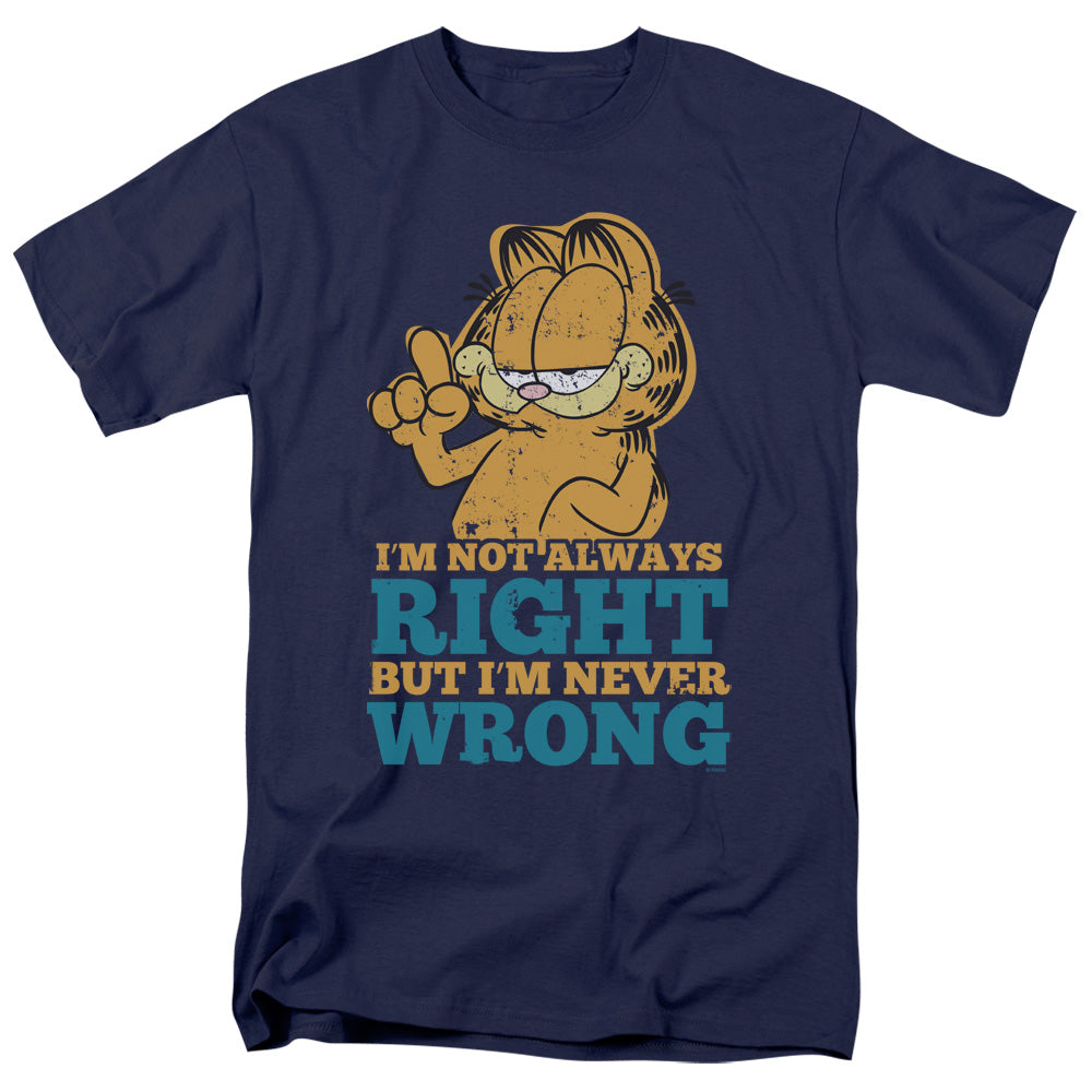Garfield - Never Wrong - Short Sleeve Adult 18/1 - Navy T-shirt