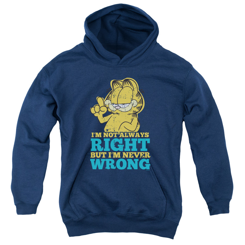 Garfield - Never Wrong - Youth Pull-over Hoodie - Navy