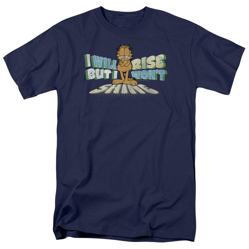 Garfield - Rise Not Shine - Short Sleeve Adult 18/1 - Navy T-shirt