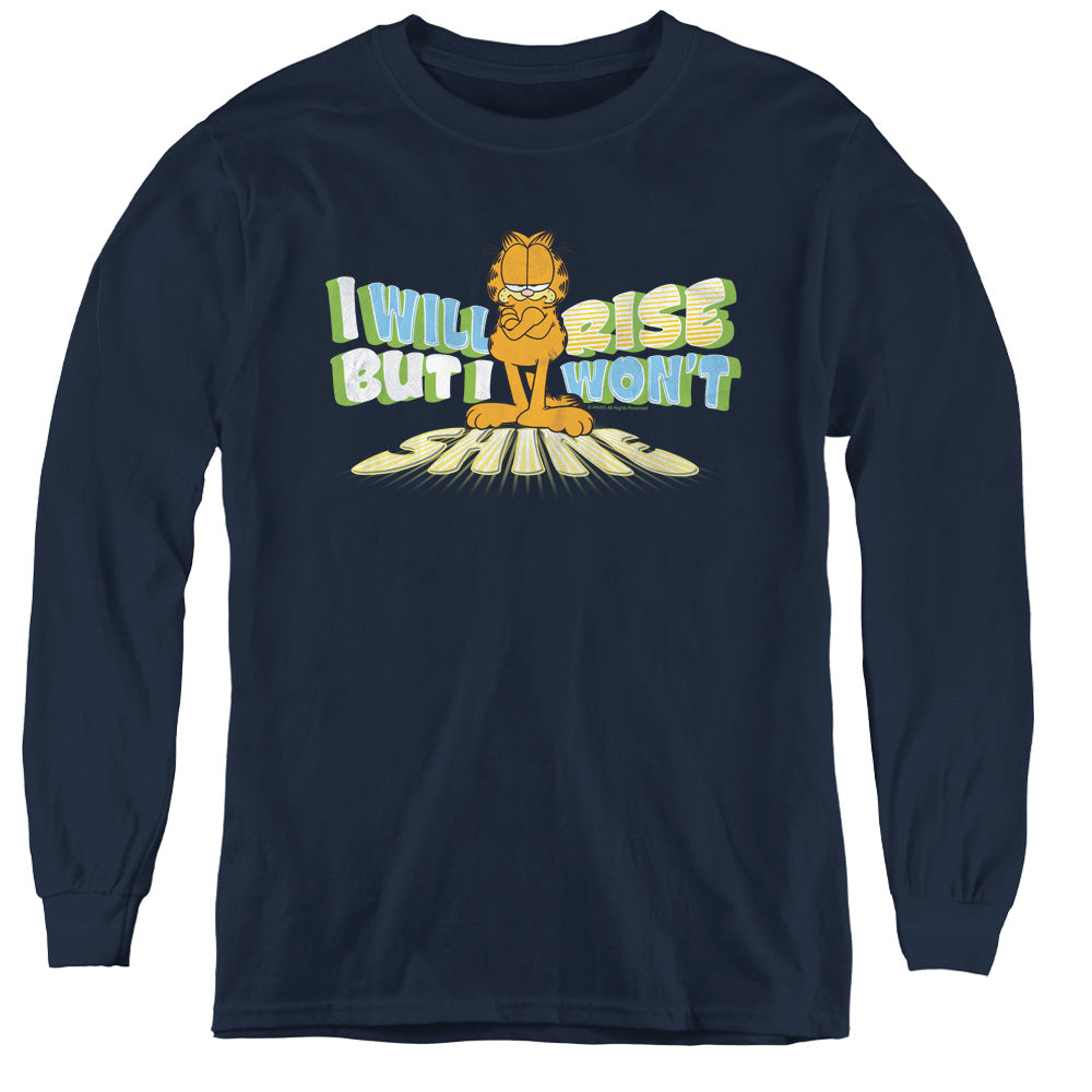 Garfield - Rise Not Shine - Youth Long Sleeve Tee - Navy