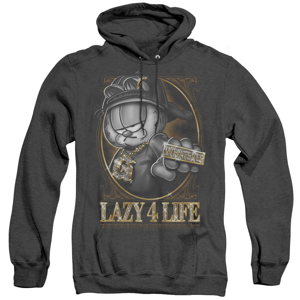 Garfield - Lazy 4 Life - Adult Heather Hoodie - Black