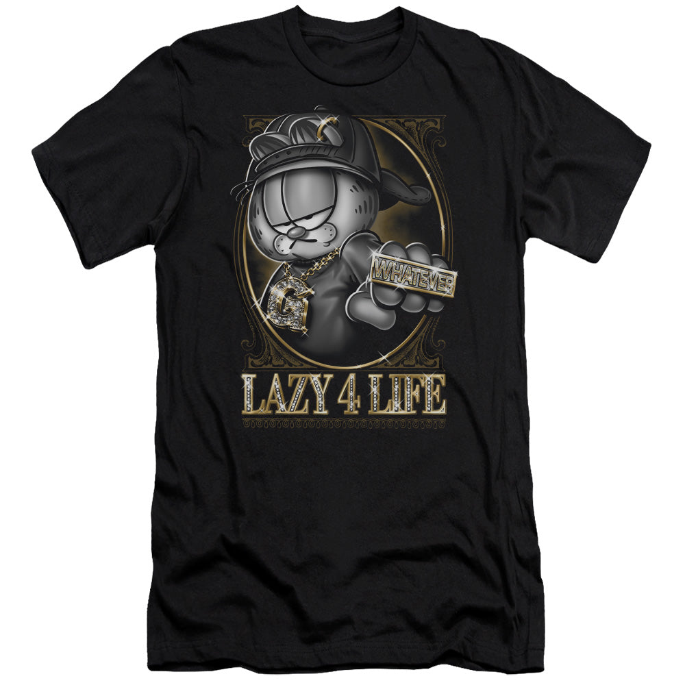 Garfield - Lazy 4 Life - Short Sleeve Adult 30/1 - Black T-shirt