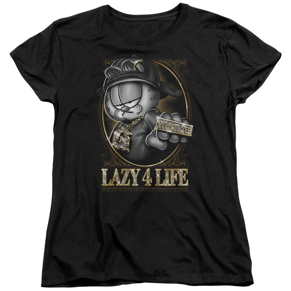 GARFIELD LAZY 4 LIFE - S/S WOMENS TEE - BLACK T-Shirt