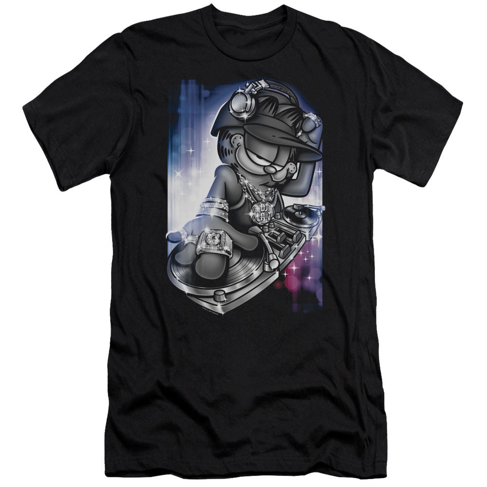 Garfield - Dj Lazy-premuim Canvas Adult Slim Fit 30/1 - Black